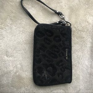 Coach wristlet leopard black